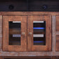 62" Brown Solid Wood Cabinet Enclosed Storage Distressed TV Stand
