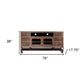 76" Brown Solid Wood Cabinet Enclosed Storage Distressed TV Stand