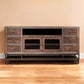 76" Brown Solid Wood Cabinet Enclosed Storage Distressed TV Stand