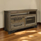 51" Brown Solid Wood Cabinet Enclosed Storage Distressed TV Stand