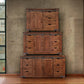 50" Brown Solid Wood Enclosed Storage Distressed TV Stand