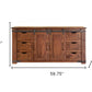 60" Brown Solid Wood Enclosed Storage Distressed TV Stand