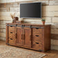 60" Brown Solid Wood Enclosed Storage Distressed TV Stand
