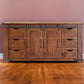 60" Brown Solid Wood Enclosed Storage Distressed TV Stand