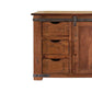 60" Brown Solid Wood Enclosed Storage Distressed TV Stand