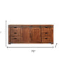 70" Brown Solid Wood Enclosed Storage Distressed TV Stand
