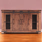 60" Brown Solid Wood Cabinet Enclosed Storage Distressed TV Stand