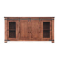 70" Brown Solid Wood Cabinet Enclosed Storage Distressed TV Stand