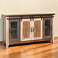60" Brown Solid Wood Cabinet Enclosed Storage Distressed TV Stand