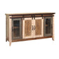 60" Brown Solid Wood Cabinet Enclosed Storage Distressed TV Stand