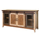 70" Brown Solid Wood Cabinet Enclosed Storage Distressed TV Stand