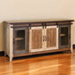 70" Brown Solid Wood Cabinet Enclosed Storage Distressed TV Stand