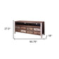 61" Brown Solid Wood Cabinet Enclosed Storage Distressed TV Stand