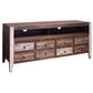 61" Brown Solid Wood Cabinet Enclosed Storage Distressed TV Stand