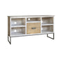70" Light Gray Solid Wood Open shelving Distressed TV Stand