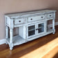 70" Blue Solid Wood Open shelving Distressed TV Stand