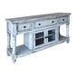 70" Blue Solid Wood Open shelving Distressed TV Stand