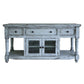 70" Blue Solid Wood Open shelving Distressed TV Stand