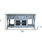 70" Blue Solid Wood Open shelving Distressed TV Stand