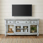 70" Blue Solid Wood Open shelving Distressed TV Stand