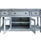 70" Blue Solid Wood Open shelving Distressed TV Stand