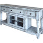 70" Blue Solid Wood Open shelving Distressed TV Stand