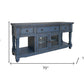 70" Blue Mango Solid Wood Open shelving Distressed TV Stand