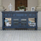 70" Blue Mango Solid Wood Open shelving Distressed TV Stand