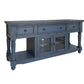 70" Blue Mango Solid Wood Open shelving Distressed TV Stand