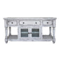 70" White Solid Wood Open shelving Distressed TV Stand