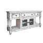 70" White Solid Wood Open shelving Distressed TV Stand