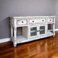 70" White Solid Wood Open shelving Distressed TV Stand