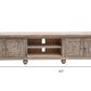 93" Desert Sand Solid Wood Cabinet Enclosed Storage Distressed TV Stand