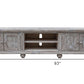 93" Desert Sand Solid Wood Cabinet Enclosed Storage Distressed TV Stand