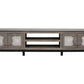 93" Gray Solid Wood Cabinet Enclosed Storage Distressed TV Stand