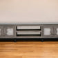 93" Gray Solid Wood Cabinet Enclosed Storage Distressed TV Stand