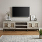 93" White Solid Wood Cabinet Enclosed Storage Distressed TV Stand