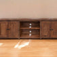 93" Brown Solid Wood Cabinet Enclosed Storage Distressed TV Stand