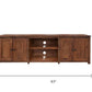 93" Brown Solid Wood Cabinet Enclosed Storage Distressed TV Stand