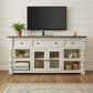 60" Ivory Solid Wood Open shelving Distressed TV Stand