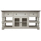 60" Ivory Solid Wood Open shelving Distressed TV Stand