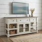 70" Ivory Solid Wood Open shelving Distressed TV Stand