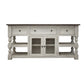 70" Ivory Solid Wood Open shelving Distressed TV Stand