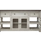 81" Ivory Solid Wood Open shelving Distressed TV Stand