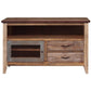53" Brown Solid Wood Cabinet Enclosed Storage Distressed TV Stand