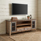 76" Brown Solid Wood Cabinet Enclosed Storage Distressed TV Stand