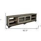93" Brown Solid Wood Cabinet Enclosed Storage Distressed TV Stand