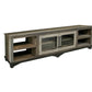 93" Brown Solid Wood Cabinet Enclosed Storage Distressed TV Stand