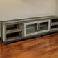 93" Brown Solid Wood Cabinet Enclosed Storage Distressed TV Stand