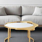 32" Gold Glass And Stainless Steel Round Mirrored Coffee Table